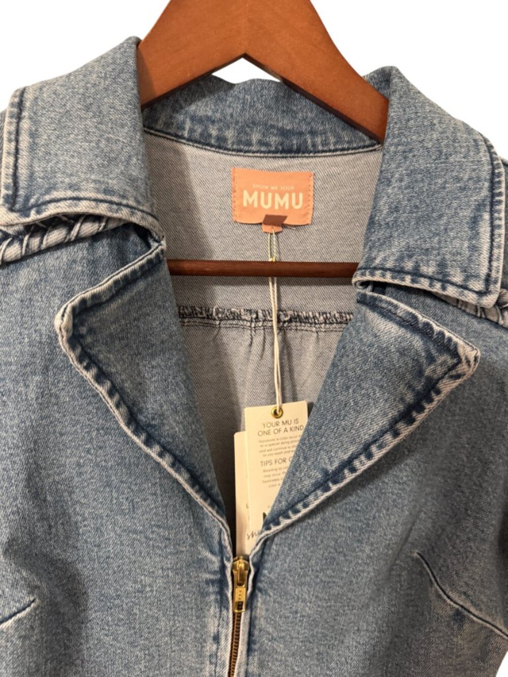 Show Me Your Mumu Outlaw Denim Dress | NWT | Size Small | Zip Front Utility Mini - Picture 5 of 7